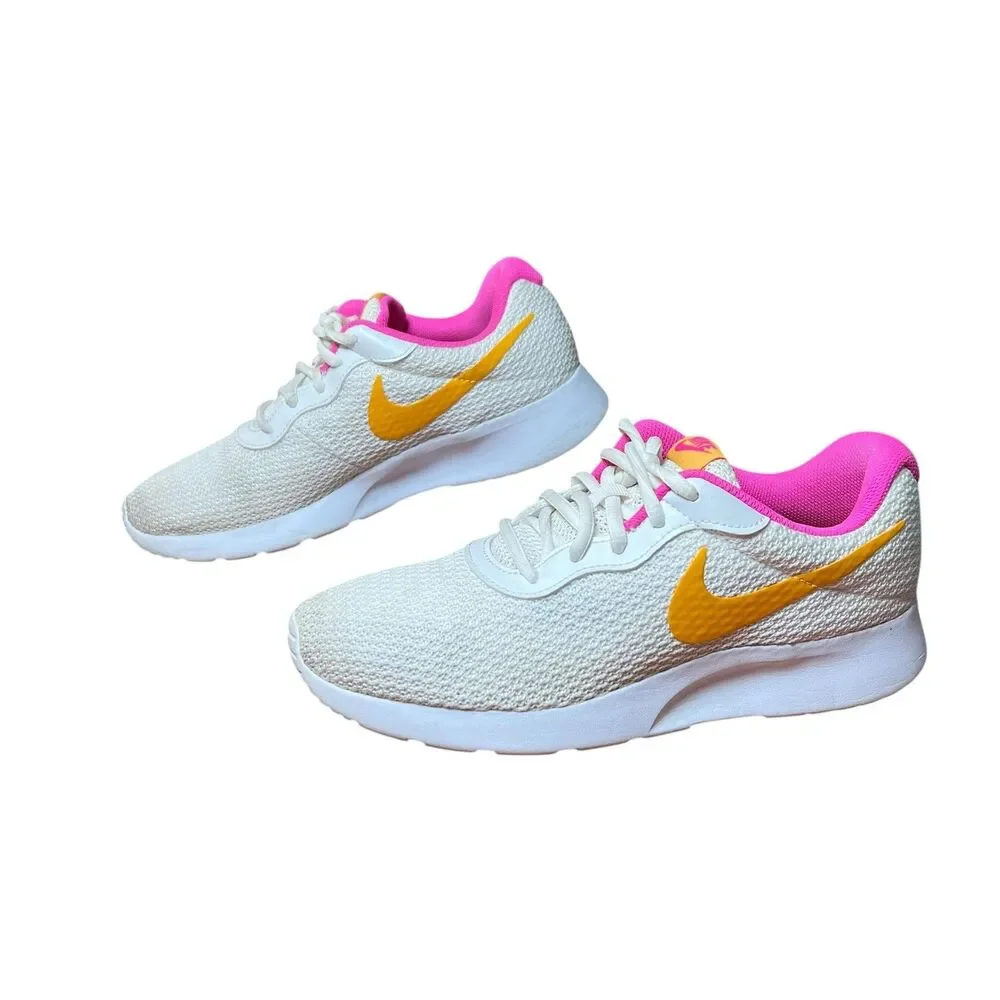 Nike Tanjun Shoes Sneakers Womens Size 9 White Pink Orange Running CK0062-100
